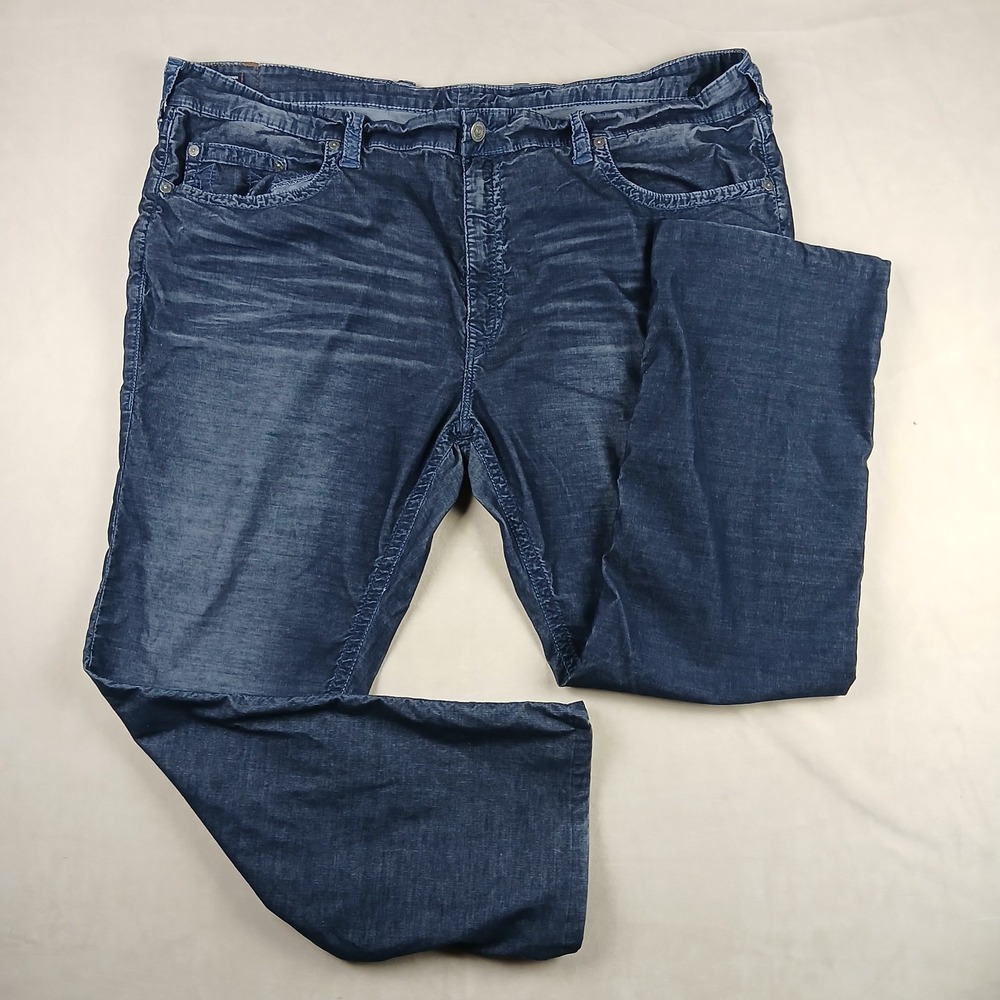 True Religion Ricky 50x31 Mens Pants Stretch Corduroy Navy Blue